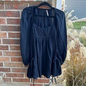 FREE PEOPLE Ladies L Boho Black Clea Mini Dress
